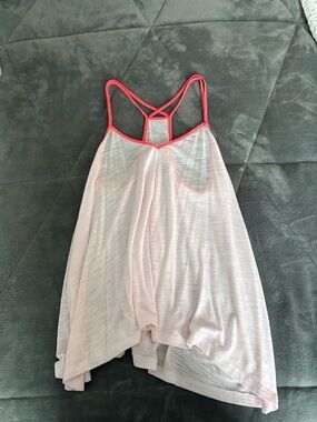 American Eagle Outfitters White Tank with Neon Coral Trim